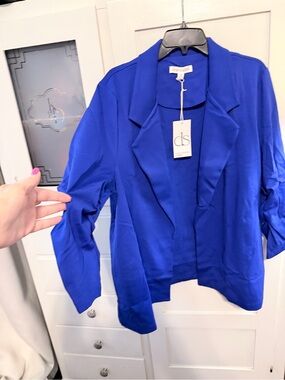 ds Signature Cobalt Blue Open-Front Blazer